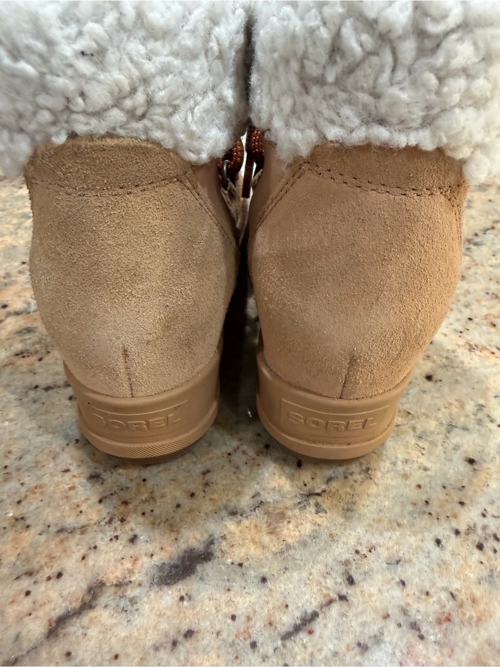 Sorel Women's Tan Suede Shearling Collar Lace-Up Winter Boots Size 8 - Picture 6 of 10